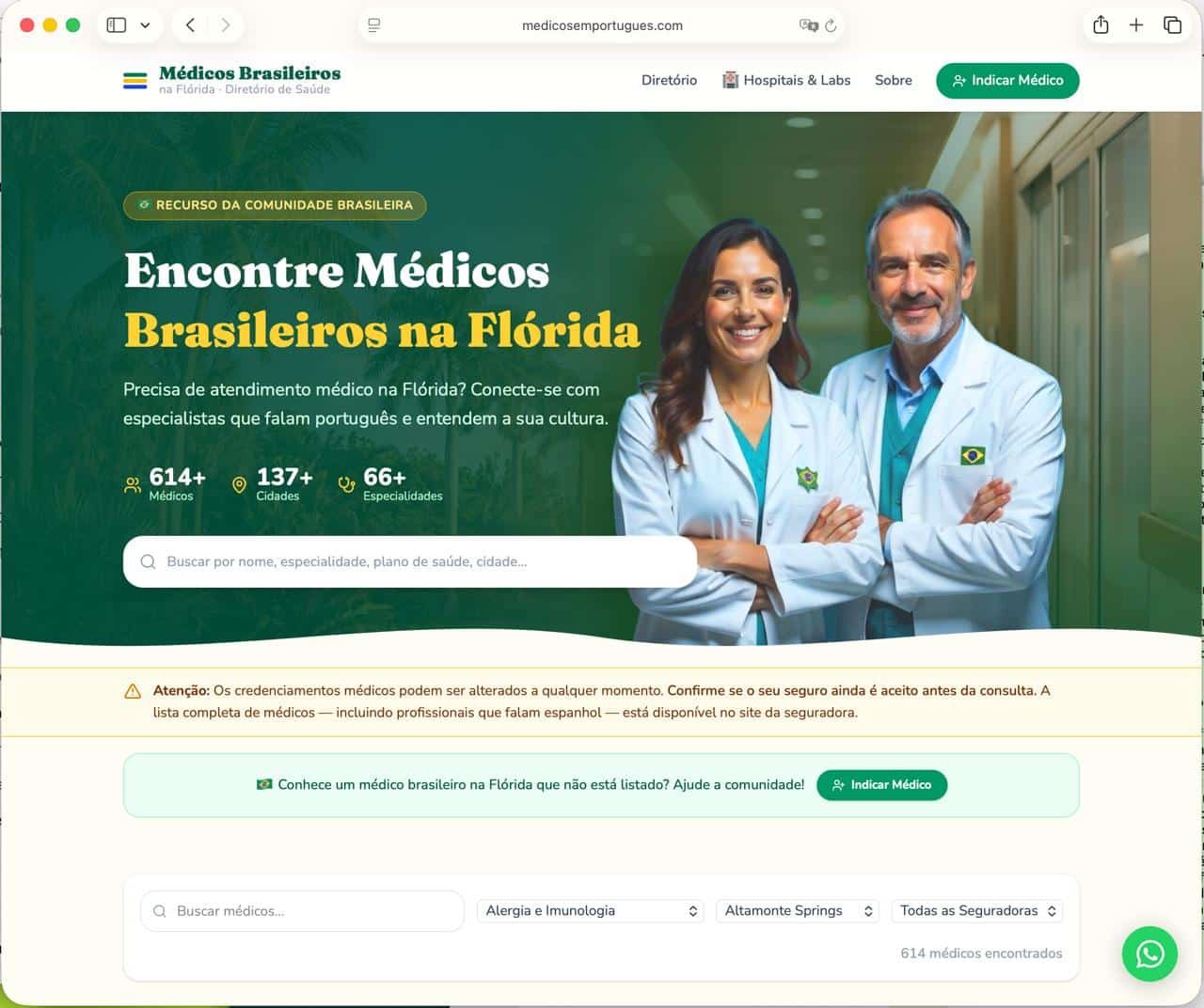 Assureline Insurance lança o Médicos em Português, novo diretório de saúde para brasileiros na Flórida